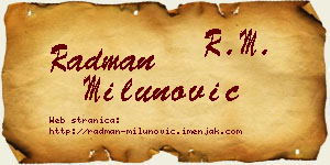 Radman Milunović vizit kartica